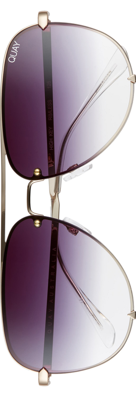 Quay Desi Perkins High Key 53mm Rimless Aviator Sunglasses 