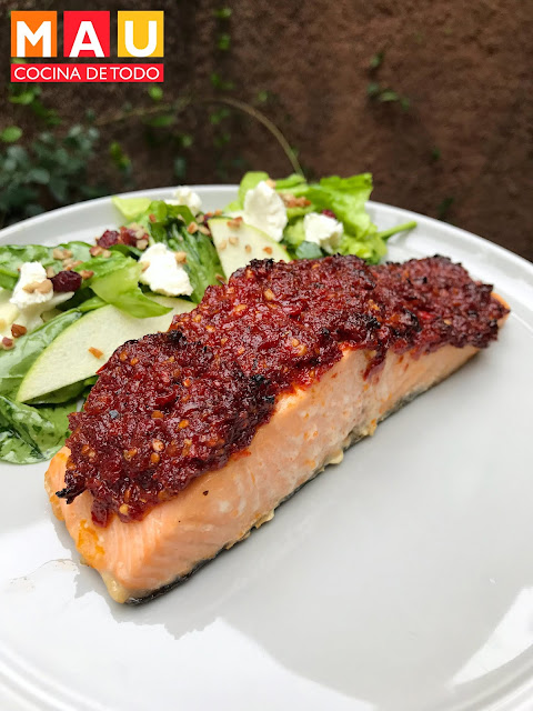 mau cocina de todo salmon con tomates deshidratados receta al horno facil