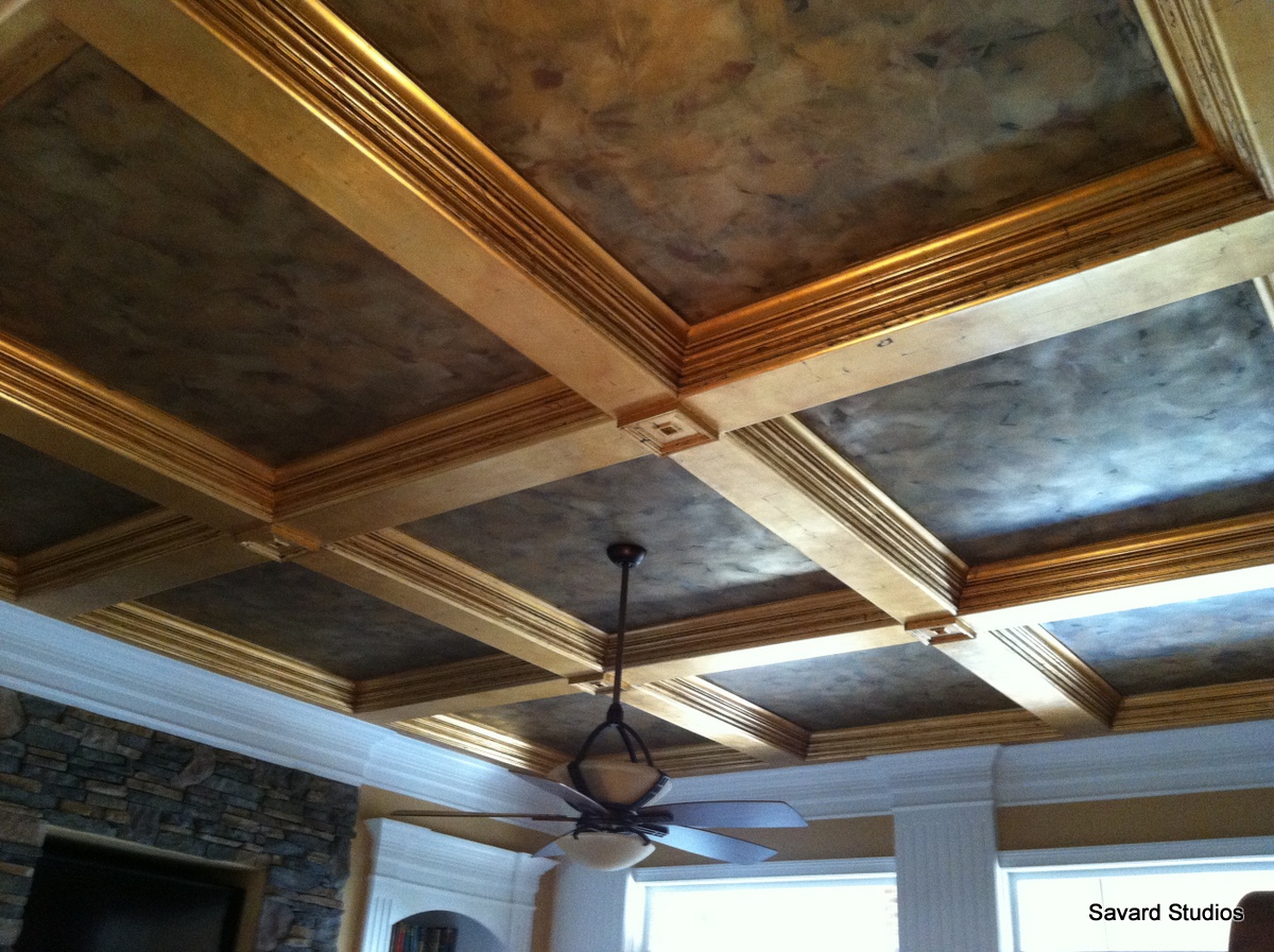 Savard Studios Making Coffered Ceiling Trim Pop with Gold Leafing