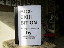 WILHELM SCHRAMM (Bludenz, Austria) "BOX-EXHIBITION 50 woodcut prints" in the garage gallery "тимуто