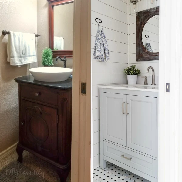 Farmhouse Weathered Gray Wooden Bathroom Space Saver