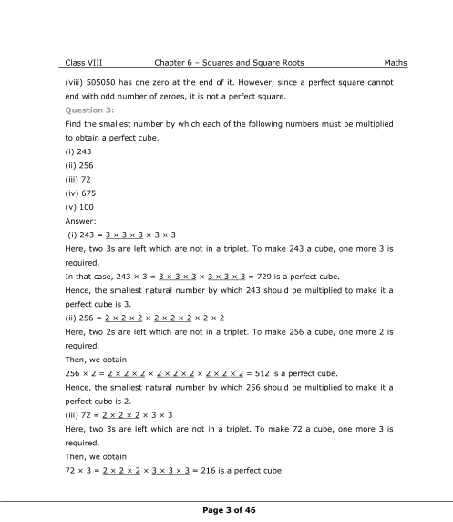 NCERT Solutions for Class 8 Maths Chapter 6 Squares and Square Roots NCERT Solutions for Class 8 Maths Chapter 6 Squares and Square Roots