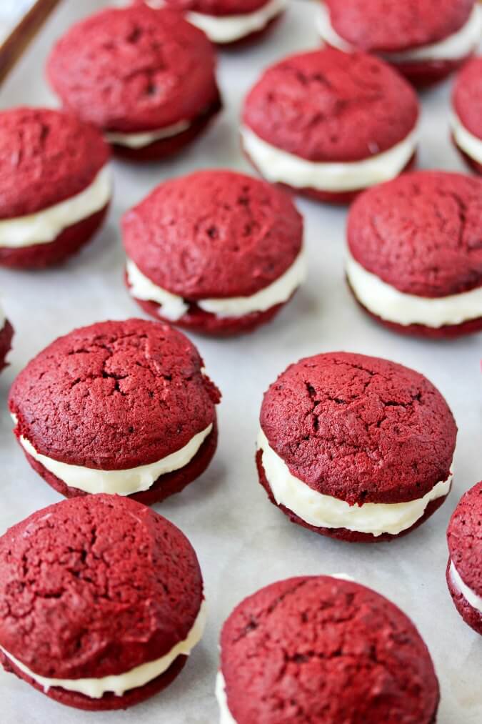 Red Velvet Whoopie Pies with Cream Cheese Filling