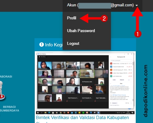 Klik Ikon Segitiga kemudian Klik Profil