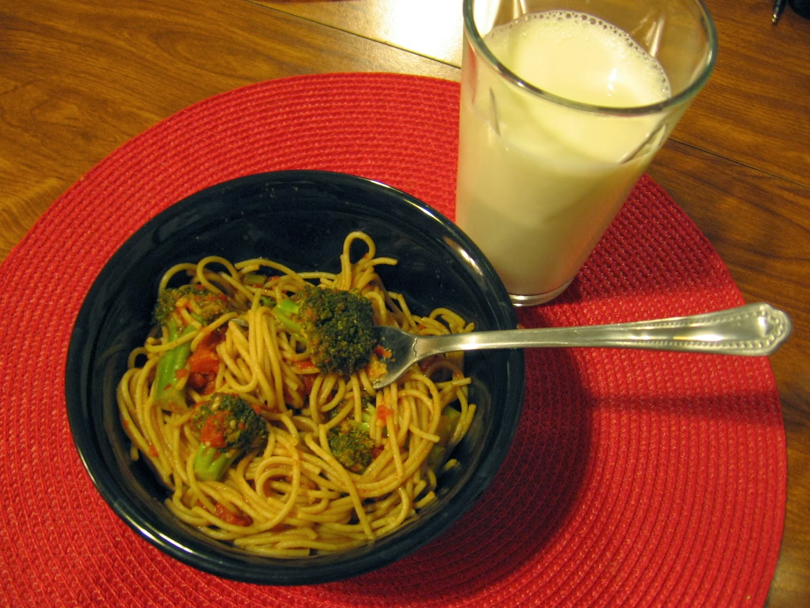 Deceptively Healthy Spaghetti with Broccoli and Tomato Sauce