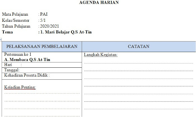 View Agenda Harian Guru Pai Sd K13 Semester 2 Background