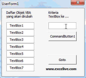 Pilih Objek dengan paeameter GOTO