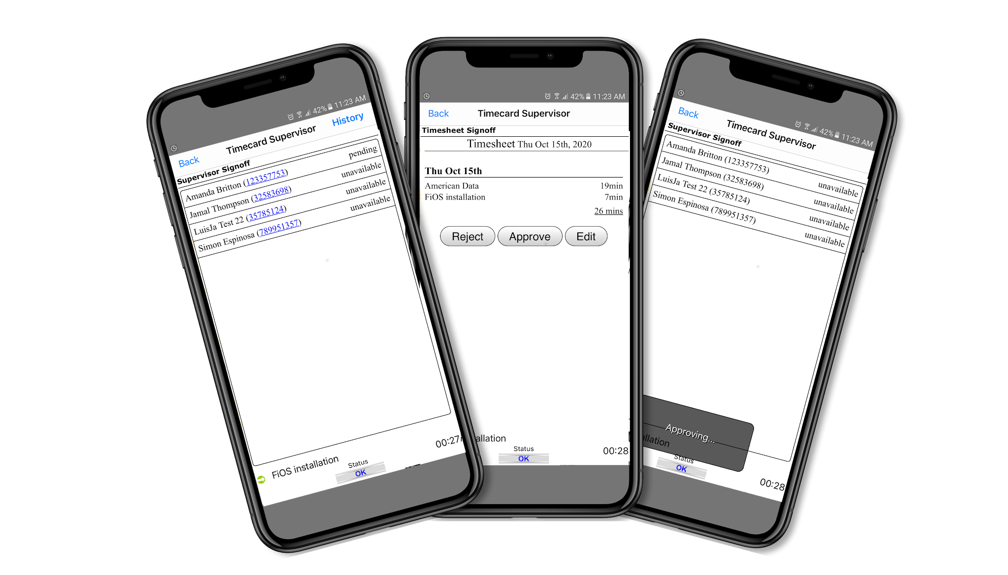 Econz Wireless Timecard Supervisor Timesheet Approval