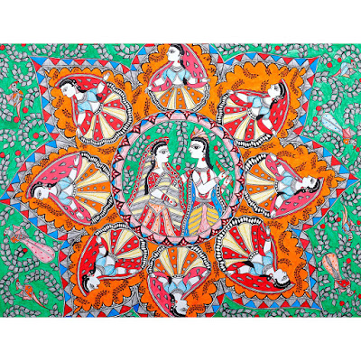 Folk Art Madhubani Paintings - Rasa Mandala