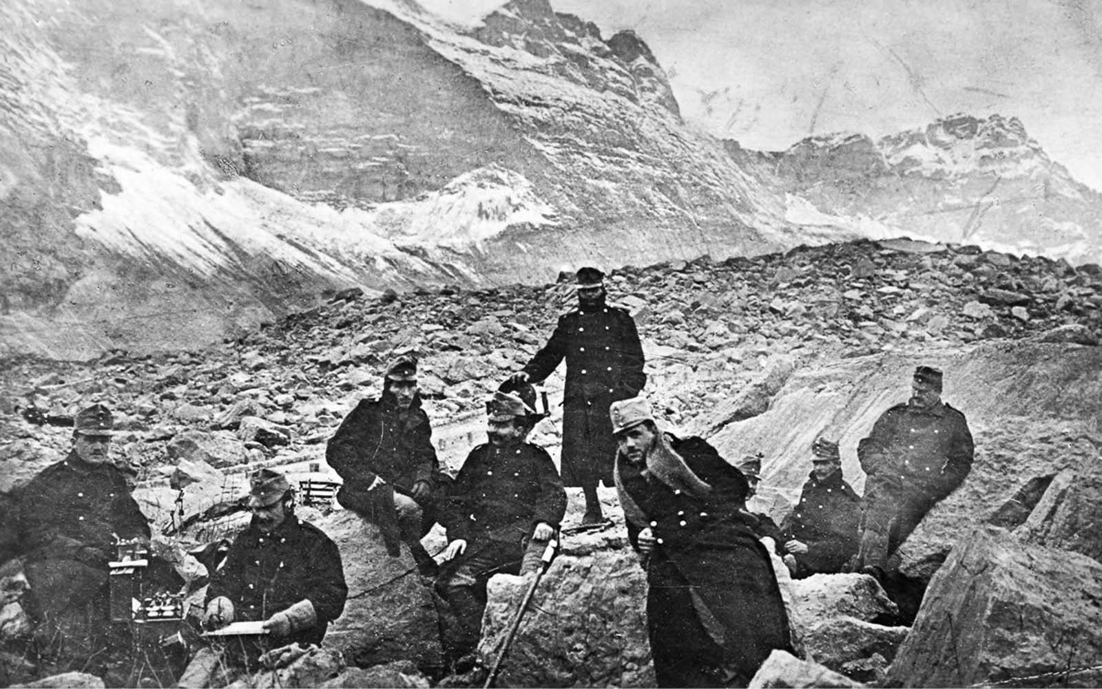 Austrian troops near the front line in the Dolomites. 1917.