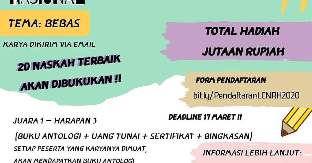 Lomba Menulis Cerpen Tema Bebas Deadline 17 Maret 2020 Info Lomba Menulis 2021 Terlengkap