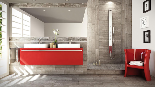 Bathroom tiles design with Cement and resins finish tiles Betonage collection