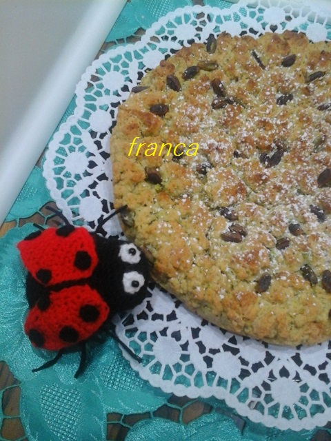 sbrisolona al pistacchio di bronte e crema al cioccolato bianco