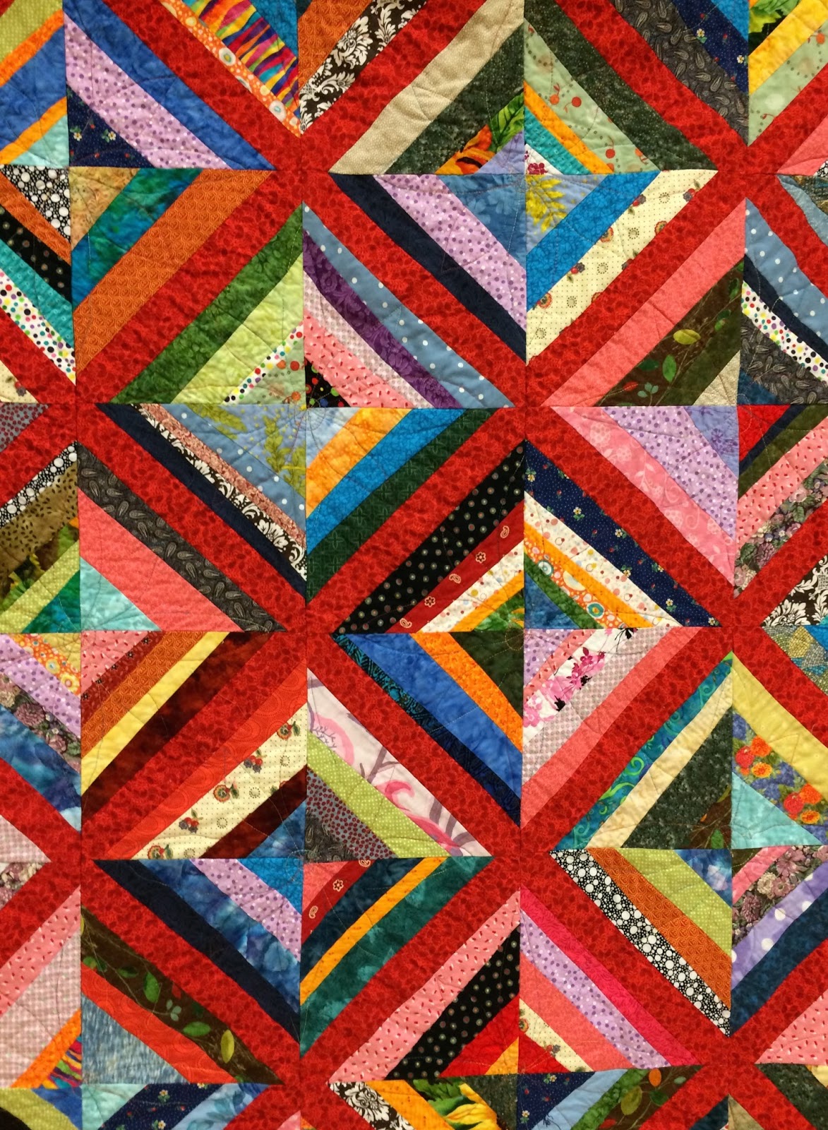 PamelaQuilts: Friday Finishes - Scrappy Strip quilt!