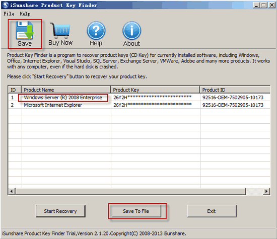how to recover windows server 2008 product key