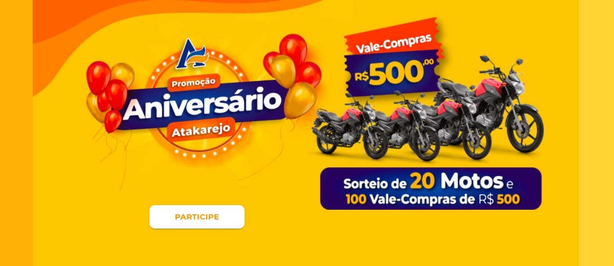 Participar Aniversário Atakarejo 2020 Motos e Vale Compras - Cadastrar