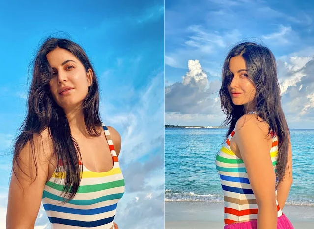 Katrina Kaif did a photoshoot on the beach in a colorful outfit