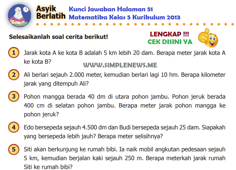 Lengkap Kunci Jawaban Halaman 51 Matematika Kelas 5 Kurikulum 2013 - Simple News Kunci Jawaban Lengkap Terbaru