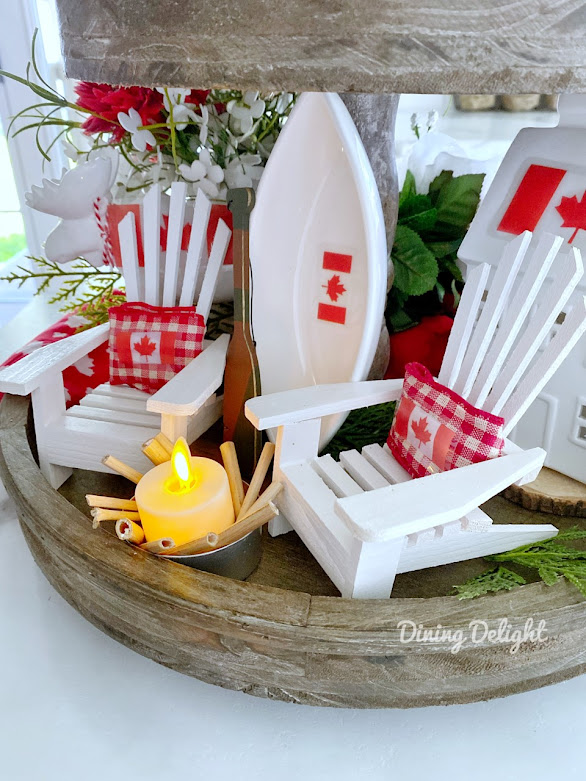 Dining Delight Tiered Tray Decorated for Canada Day