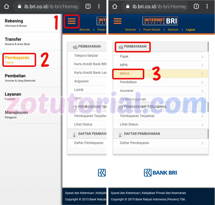 Tutorial Bayar Shopee Lewat Internet Banking Bank Bri Ibanking Zotutorial