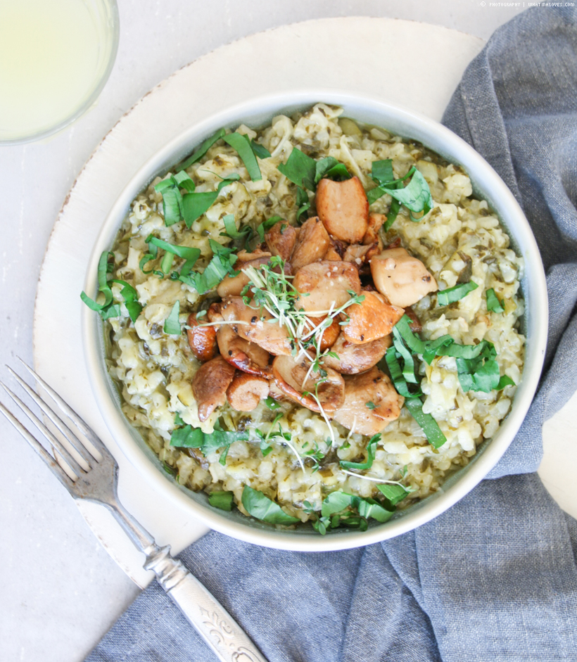 veganes Bärlauch-Risotto mit Pilzen