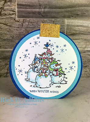 It may be getting cold and frosty outside, but the jovial group of snowmen in this Snowbody Better Stamp Set and this fun Ornament shaped card design will send nothing but warm wishes.