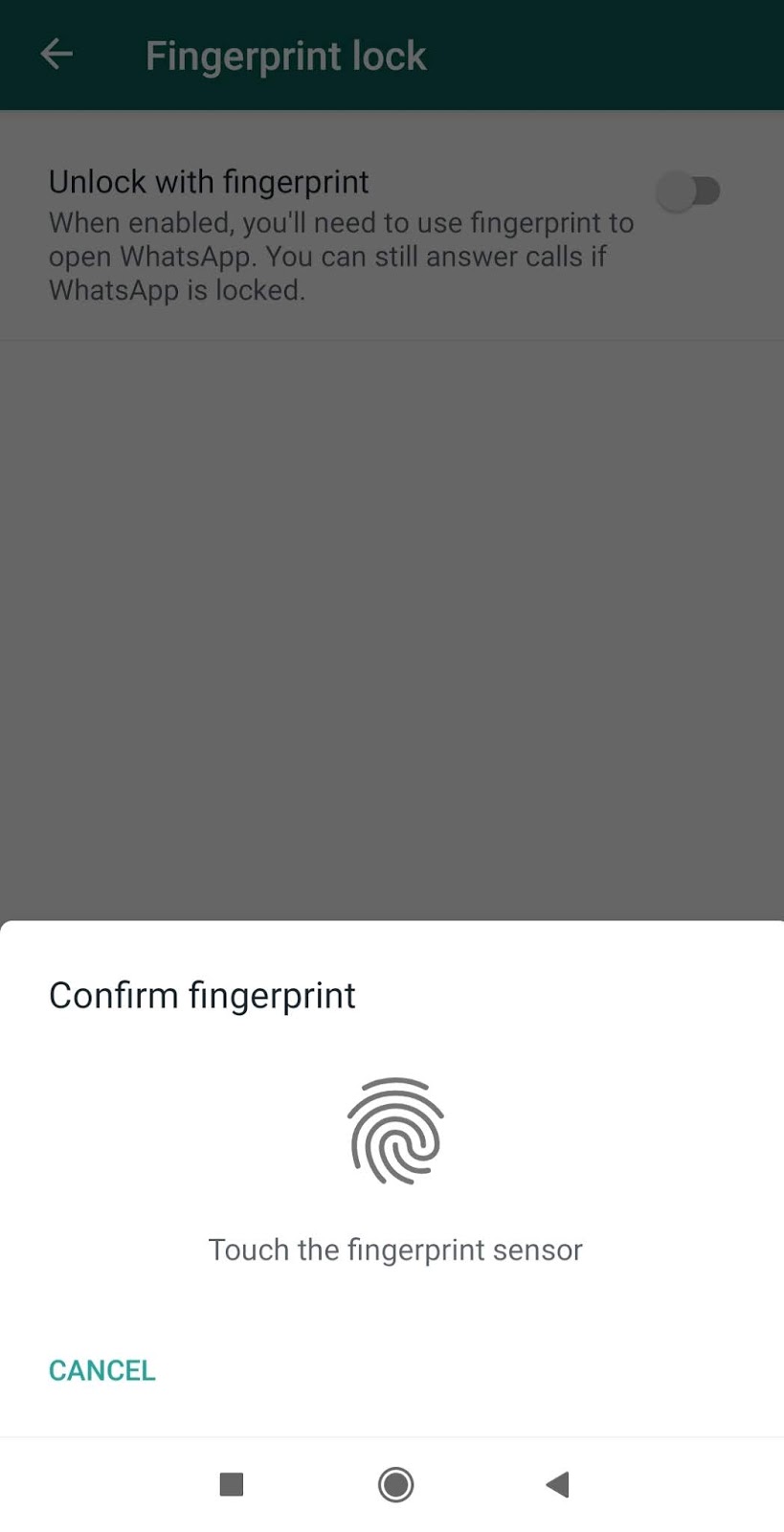 latestechnology2019 Fingerprint Unlock for WhatsApp on Android smartphones