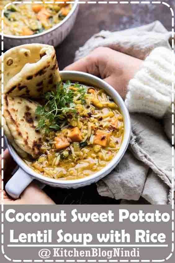 4.9★★★★★ | When you're in need of warming comfort food, but you also want healthy, this Coconut Sweet Potato Lentil Soup with Rice is just the soup to make. All made in just ONE pot (or in your instant pot), in less than an hour. It's cozy, a little spicy, and filled with vegetables. The perfect healthy bowl of soup! #Coconut #SweetPotato #LentilSoup #Rice 4.9★★★★★ | When you're in need of warming comfort food, but you also want healthy, this Coconut Sweet Potato Lentil Soup with Rice is just the soup to make. All made in just ONE pot (or in your instant pot), in less than an hour. It's cozy, a little spicy, and filled with vegetables. The perfect healthy bowl of soup! #Coconut #SweetPotato #LentilSoup #Rice