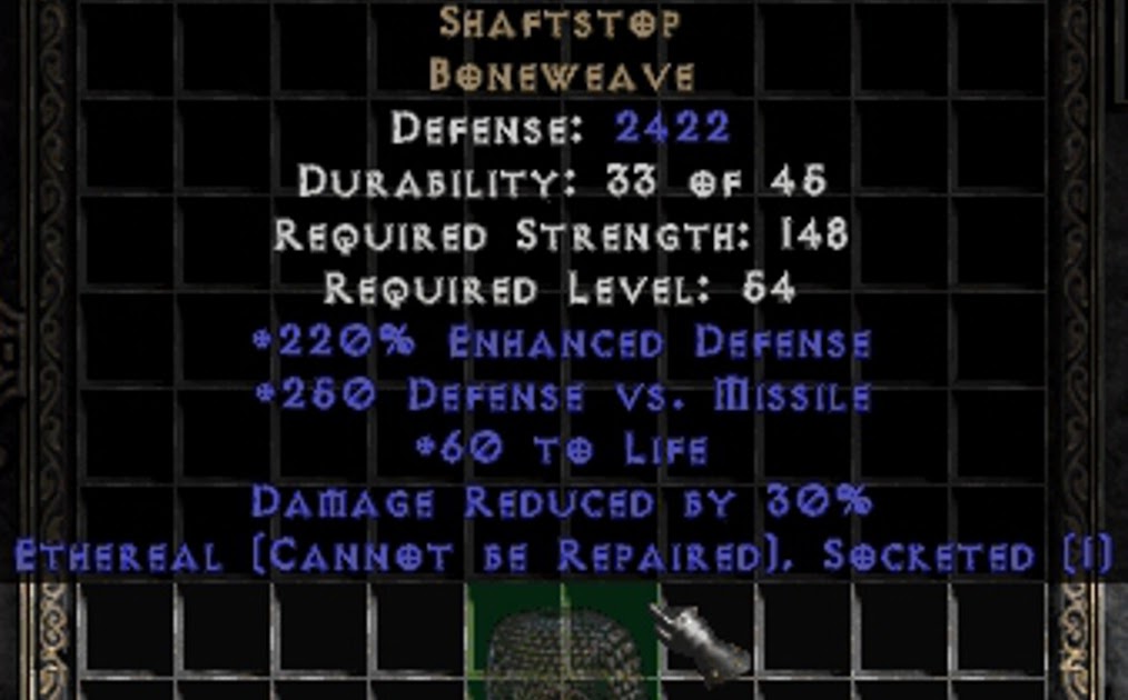 Best cRPGs PERFECT ETHEREAL SHAFTSTOP upped to boneweave, Diablo 2
