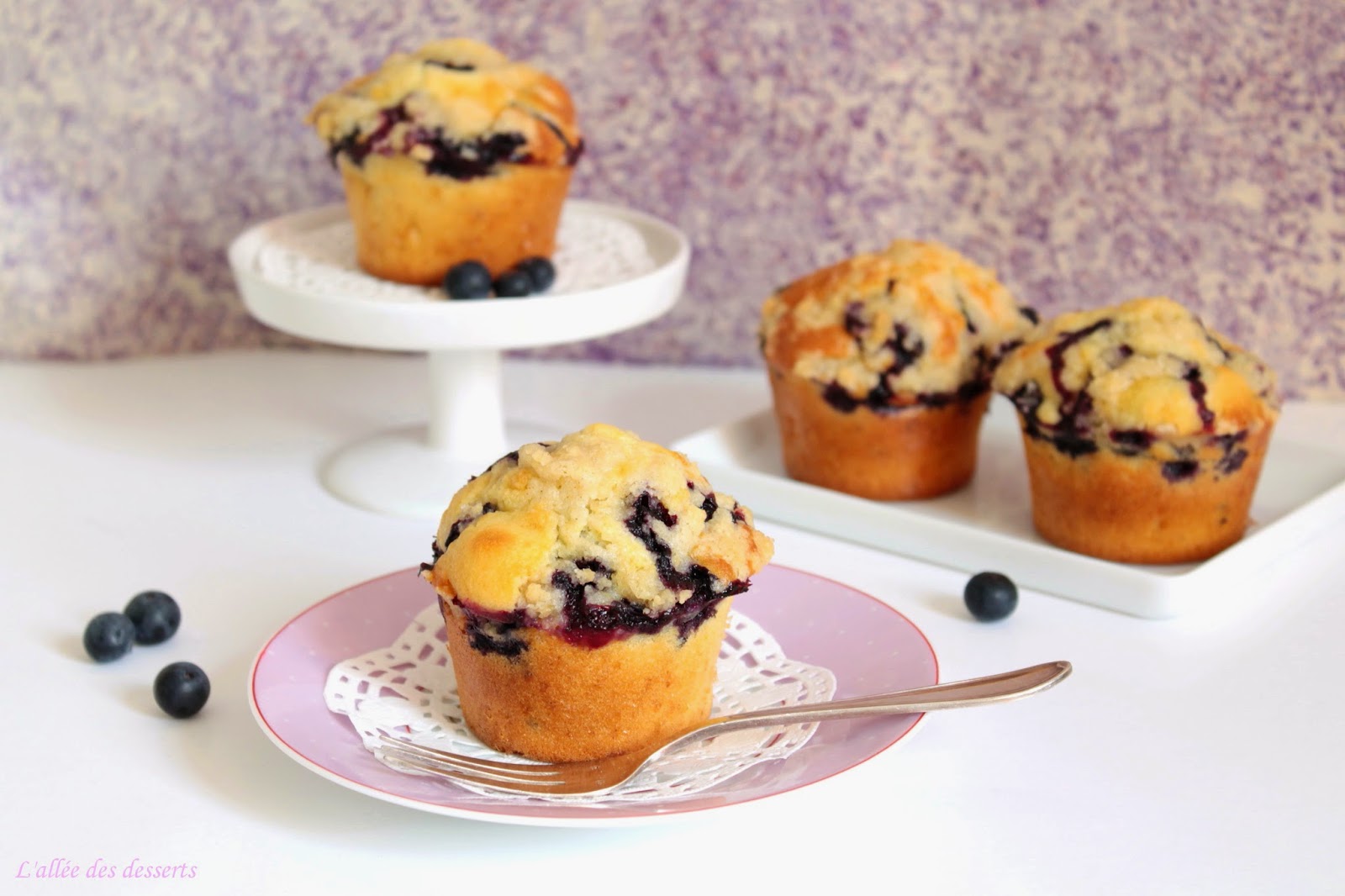 L'allée des desserts Muffins aux myrtilles ultra moelleux