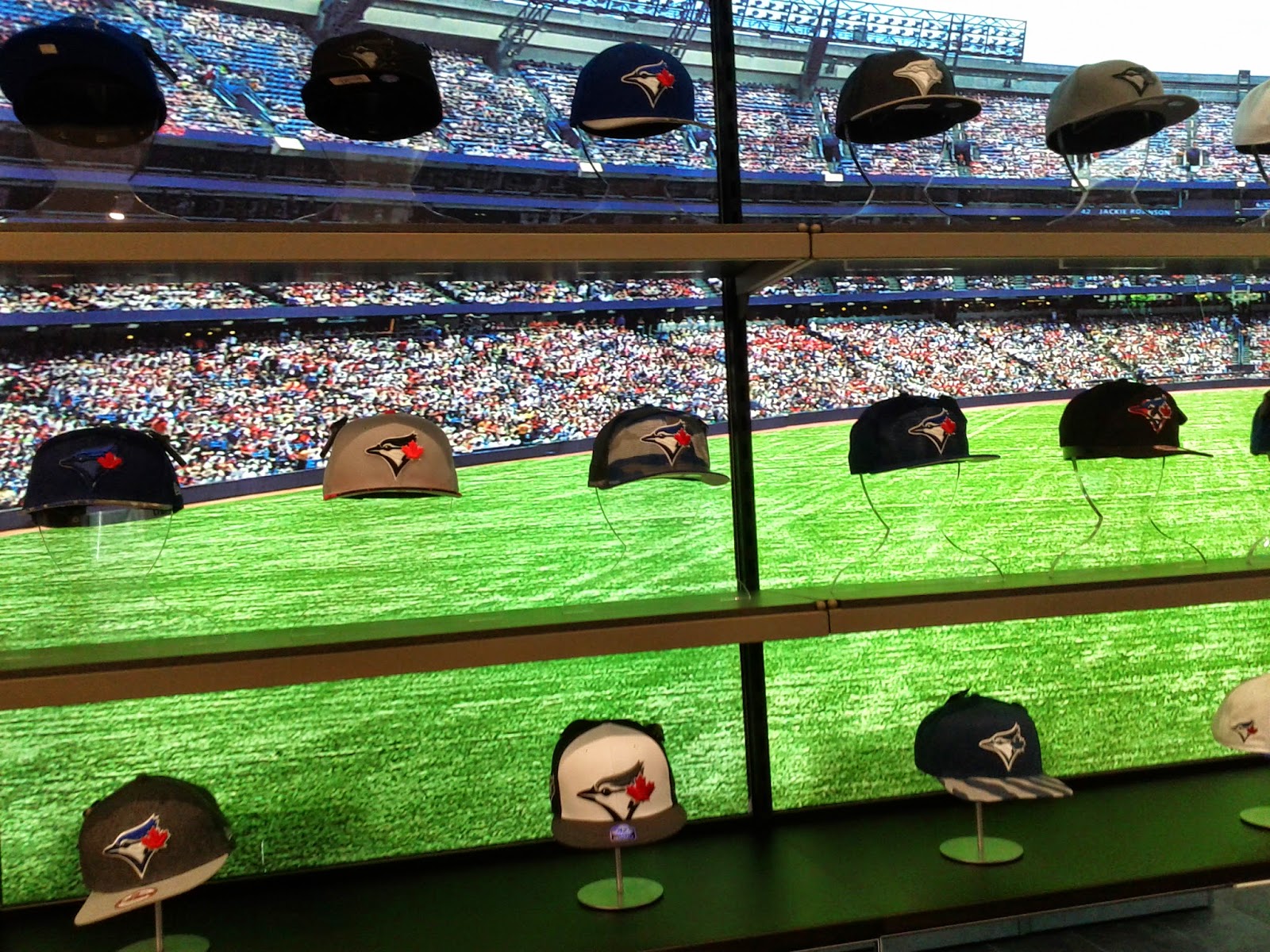Toronto things Toronto Blue Jays caps at Blue Jays store in Eaton Centre