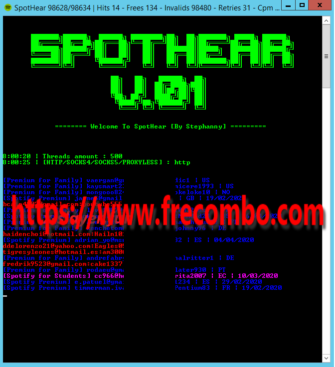 SPOTHEAR V.01 2020 SPOTIFY CHECKER SIMPLE FAST CPM BY STEPHANNY Combo