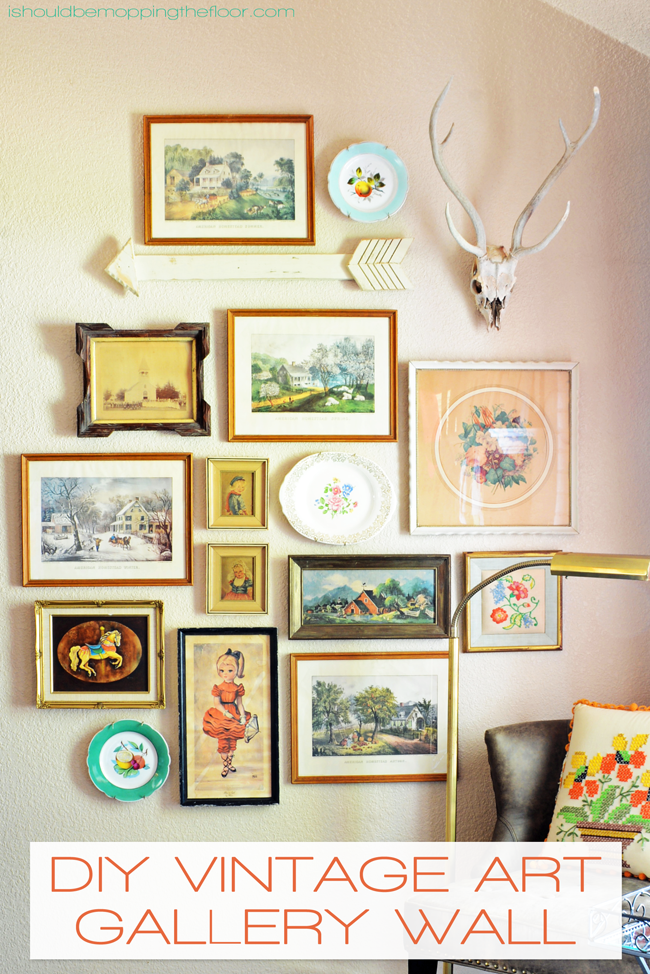 DIY Vintage Art Gallery Wall | Collect pieces from thrift stores and flea markets for a fun, budget-friendly display.
