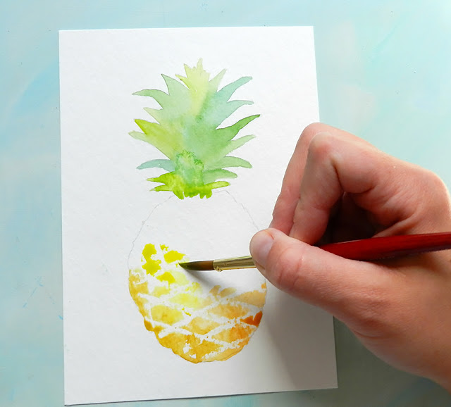 How to Paint a Watercolor Pineapple