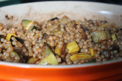 Israeli couscous with roasted squash and eggplant