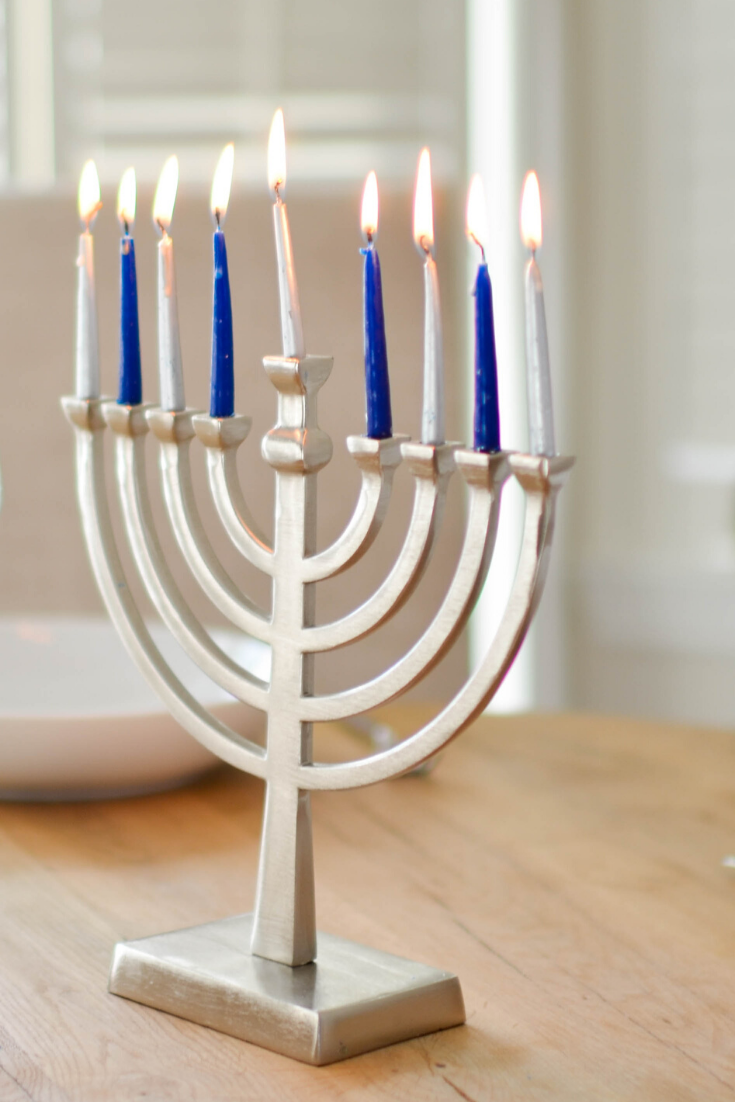 Faux Silk Hanukkah Tie With Menorahs