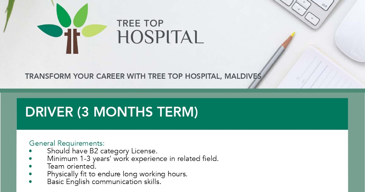 Job Maldives Fresh Jobs in Maldives Driver Job Vacancy at Tree Top