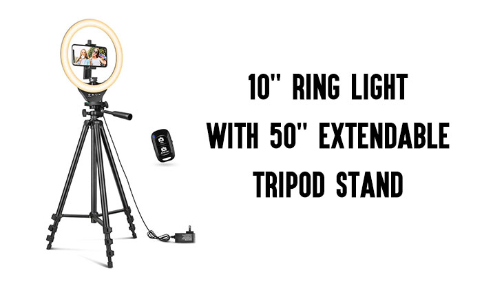 10'' Ring Light with 50'' Extendable Tripod Stand