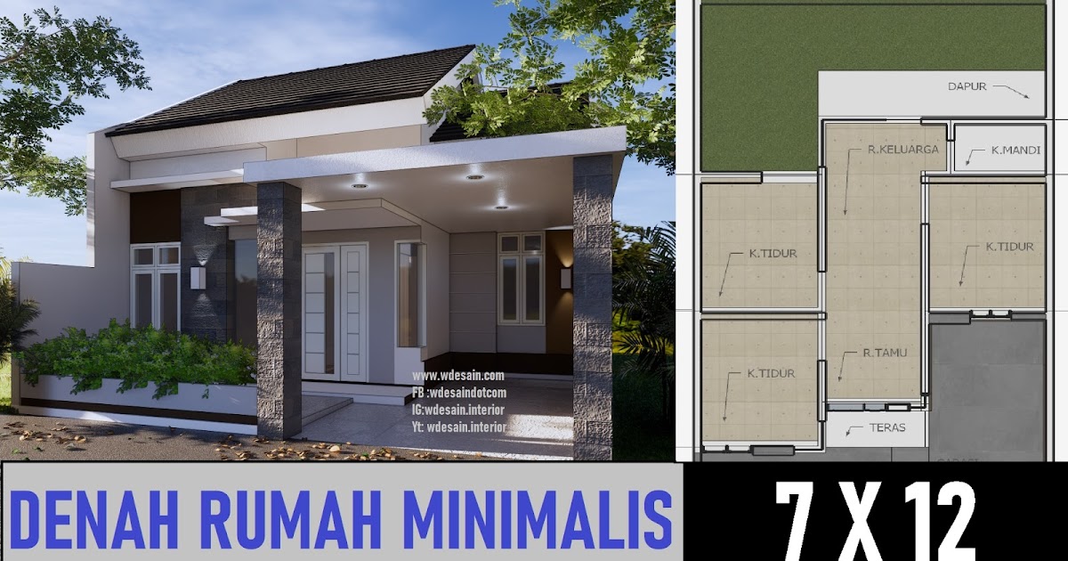  Denah  Rumah  Minimalis  3  kamar  7x12 Taman Luas DESAIN RUMAH  MINIMALIS 