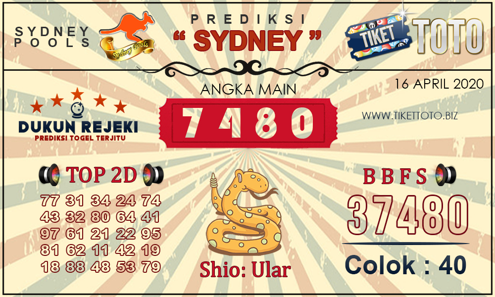 Prediksi Togel SYDNEY TIKETTOTO 16 APRIL 2020