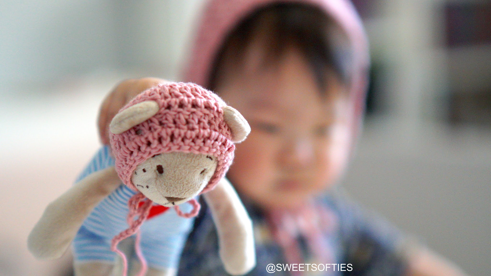 Crochet Bonnet with Ear Holes for Animal Dolls · Match Baby with