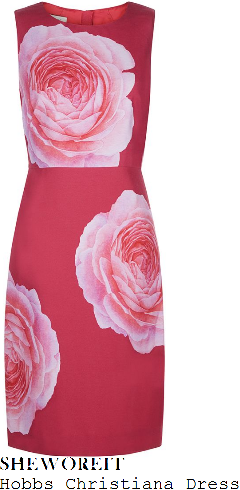 charlotte-hawkins-hobbs-christiana-berry-and-pale-pink-oversized-rose-floral-print-sleeveless-high-waisted-tailored-silk-wool-shift-dress