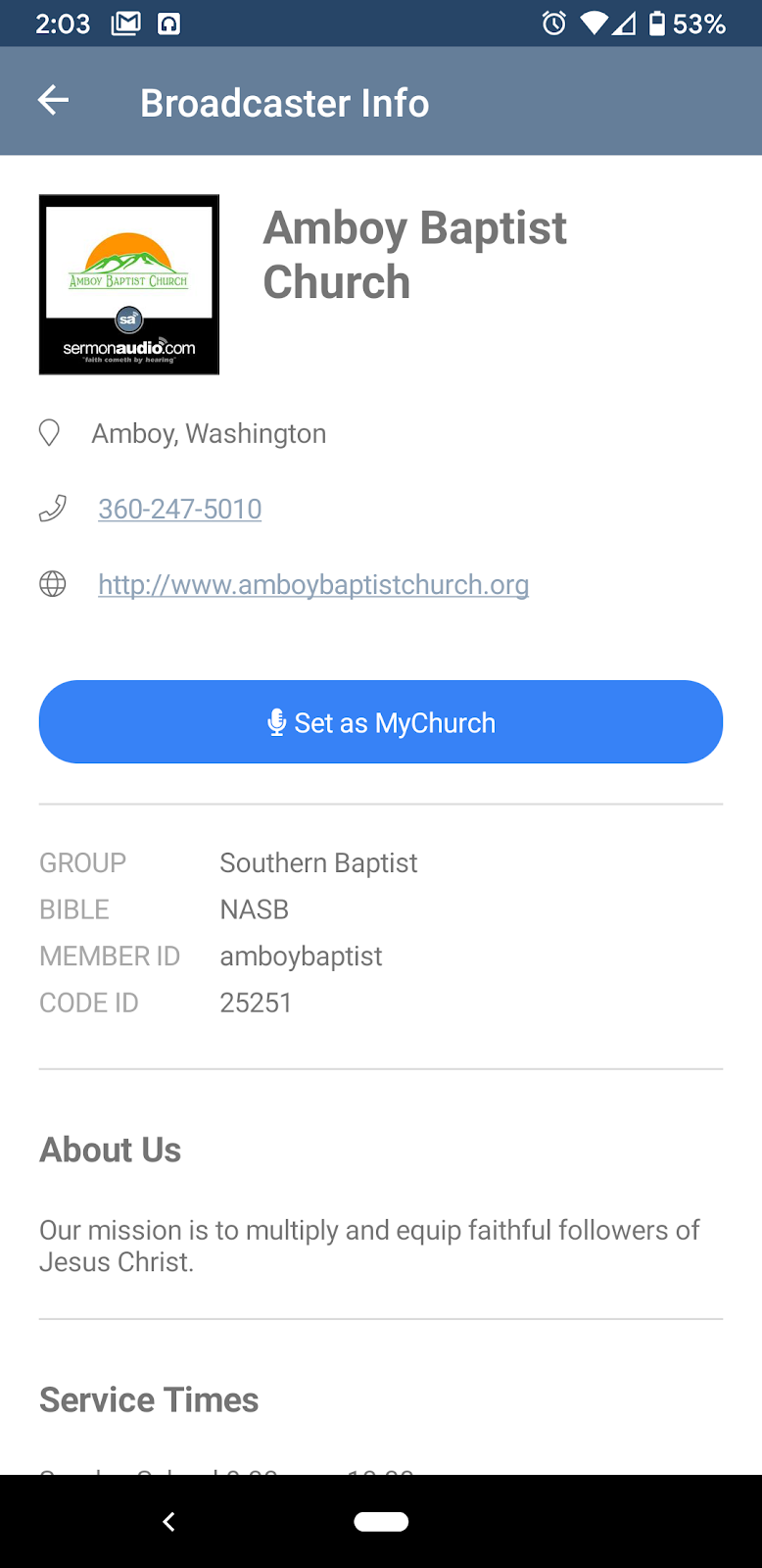 Instructions for Downloading and Using the Mobile App Amboy Baptist