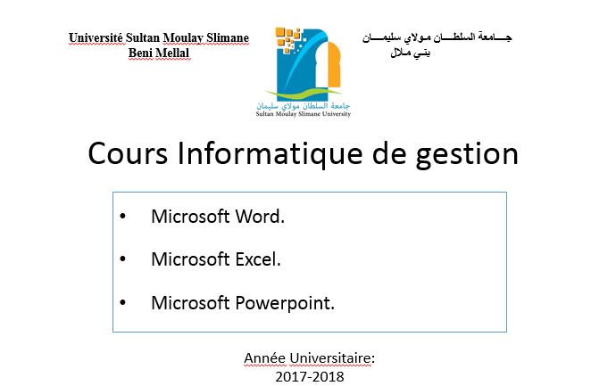 Cours Informatique de gestion s4  Cours fsjes