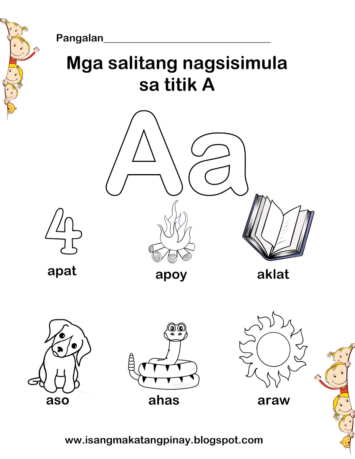 Titik Aa A Learning Filipino Tagalog Mga Salitang Nagsisimula Sa