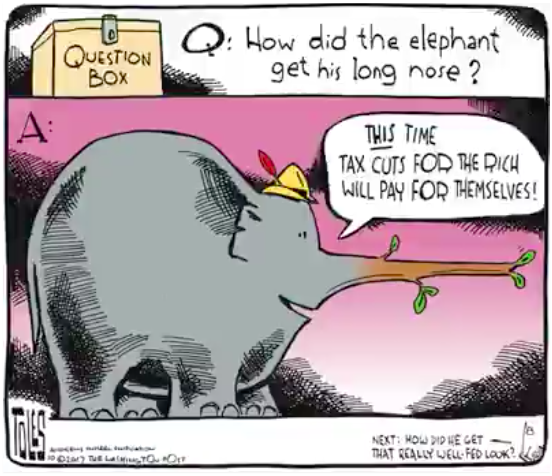 Question:  How did the GOP Elephant get his long nose?  Answer:  As GOP Elephant says, 