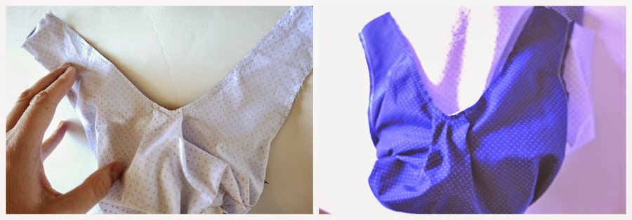 El escote cosido y vuelto