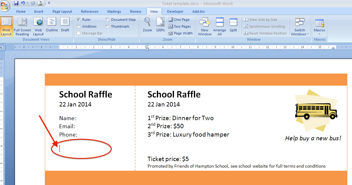Print Numbered Tickets In Word Raffle Ticket Creator