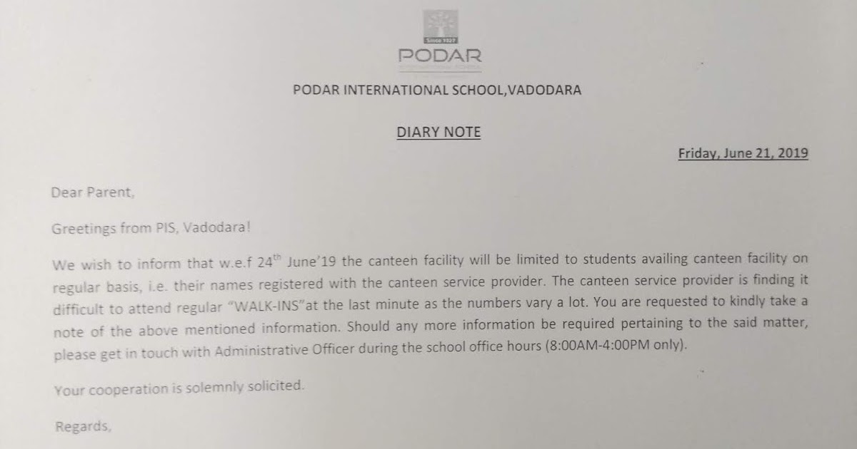 Important Circular regarding Canteen