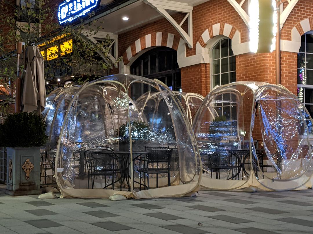 Sam Eig Dining in a bubble to avoid Covid at Downtown Crown